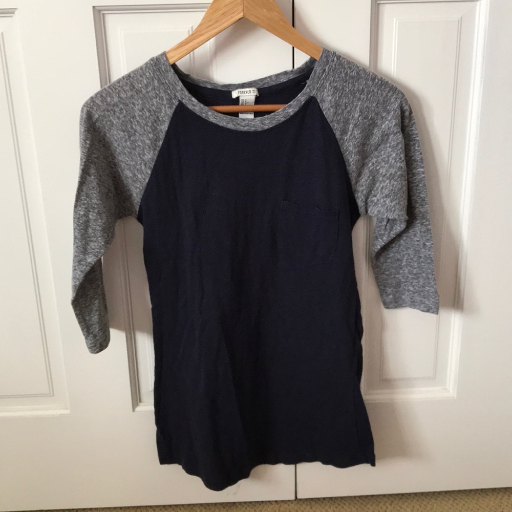 3/4 length forever 21 baseball tee